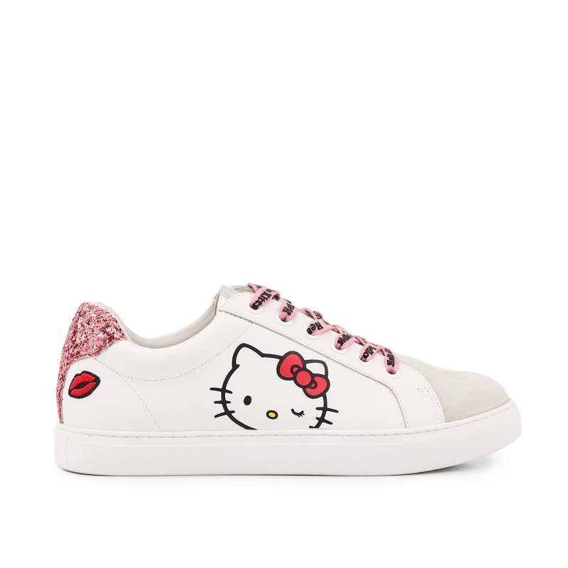 Baskets en cuir simone hello kitty glitter rose