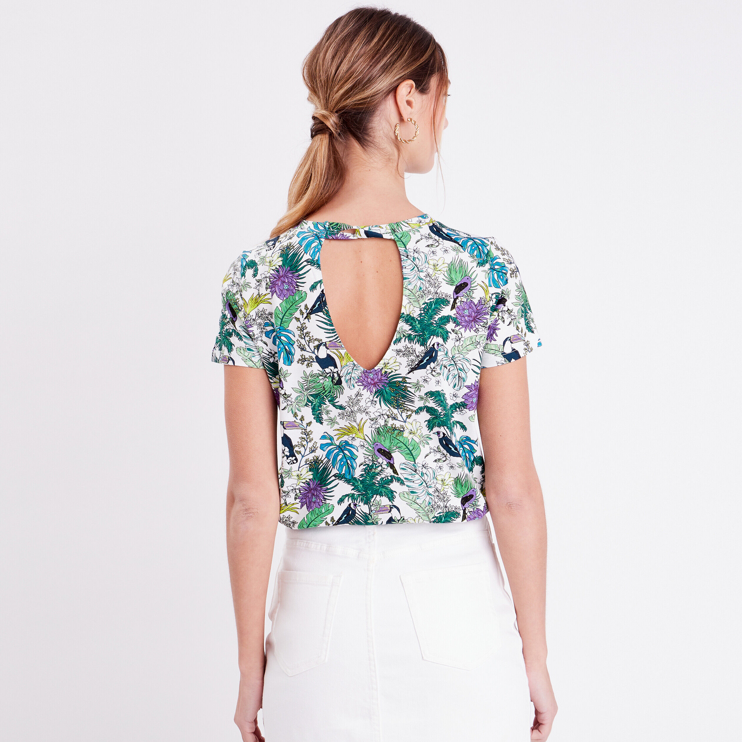 T-shirt manches courtes blanc femme | Cache Cache