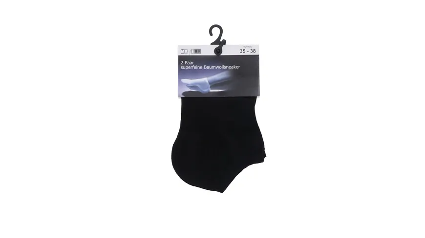 MOVE UP Damen Sneaker Socken Baumwolle Superfein schwarz