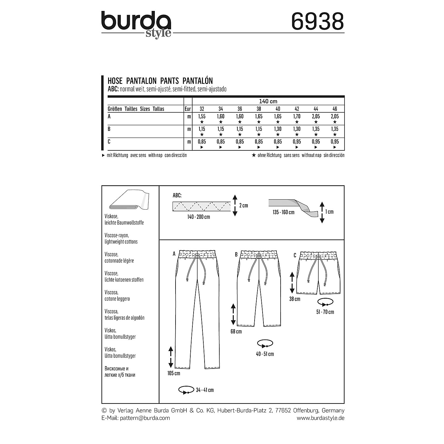 burda Schnitt 6938 