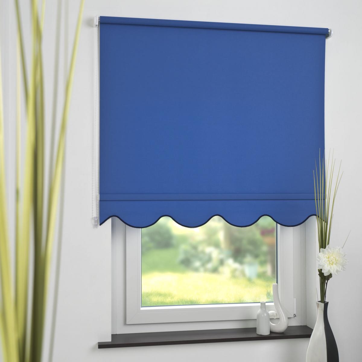Bella Casa Seitenzugrollo Kettenzugrollo Volantrollo Rollo Klassik lichtdurchlässig 122 x 180 cm blau für Fenster