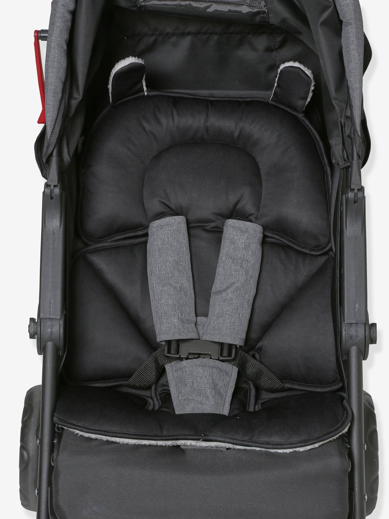 Coussin réducteur pour poussette bi-matière écru noir