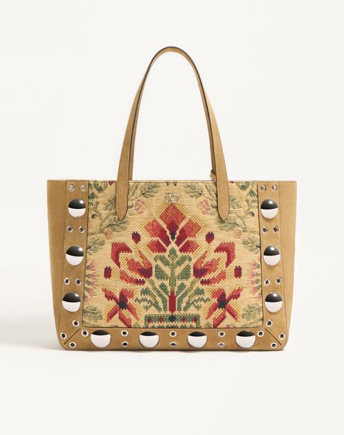 Bolsa de compras média Valentino Garavani Nellcôte em tecido jacquard