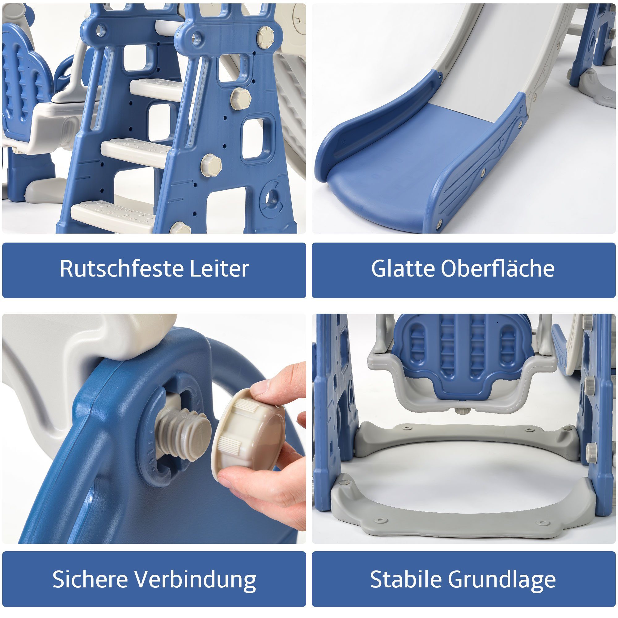 REDOM Indoor-Rutsche 5 in 1 Rutsche Kinderrutsche Fun-Slide Schaukel Kleinkinderrutsche, (Schaukel Rutsche Gartenrutsche + Basketballkorb Fußballtor Kletterturm), mit Rutschbahn für 2-8 Jahre Kinder Indoor & Outdoor
