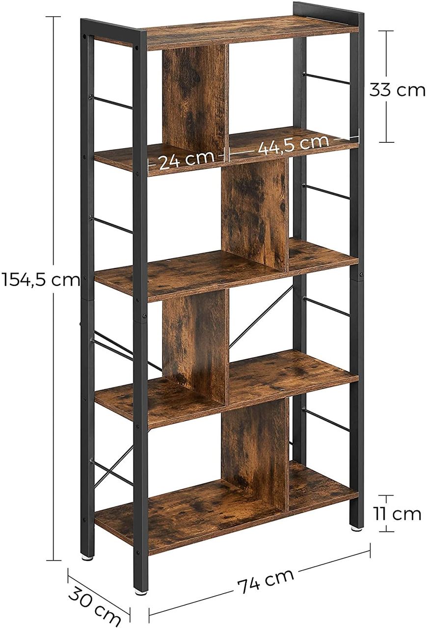 Vasagle Regal mit 4 Ebenen, Metallgestell