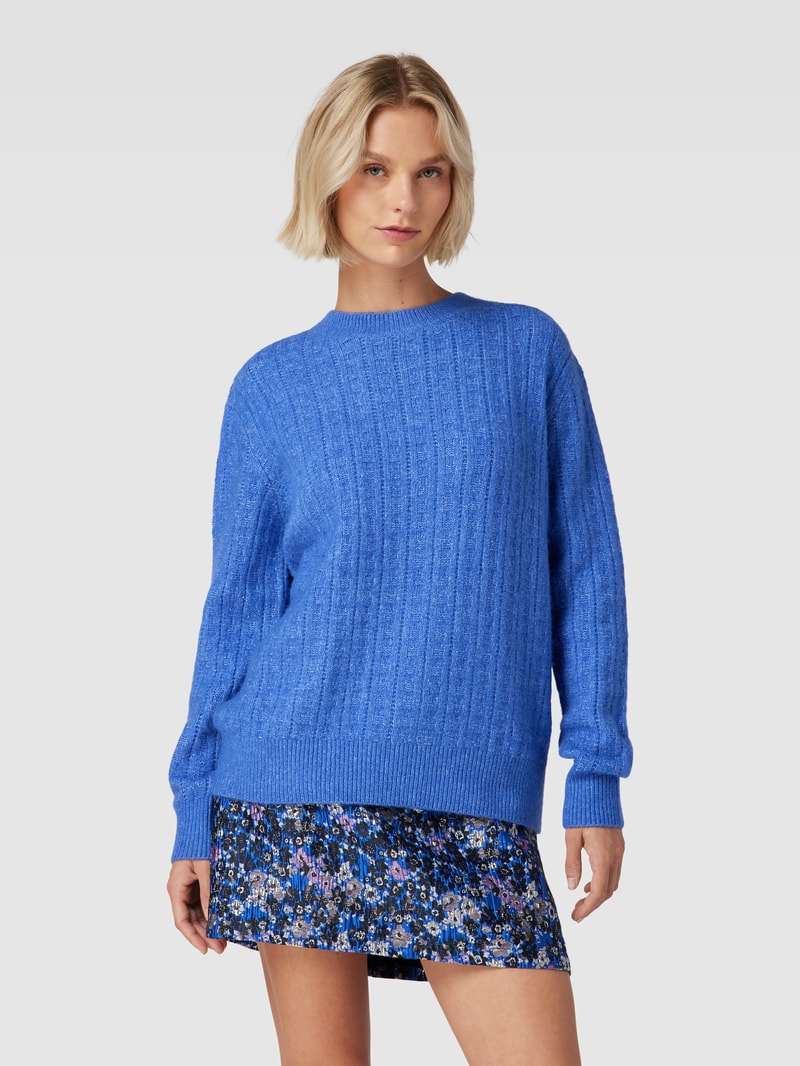 Oversized Strickpullover mit Rundhalsausschnitt in royalblau