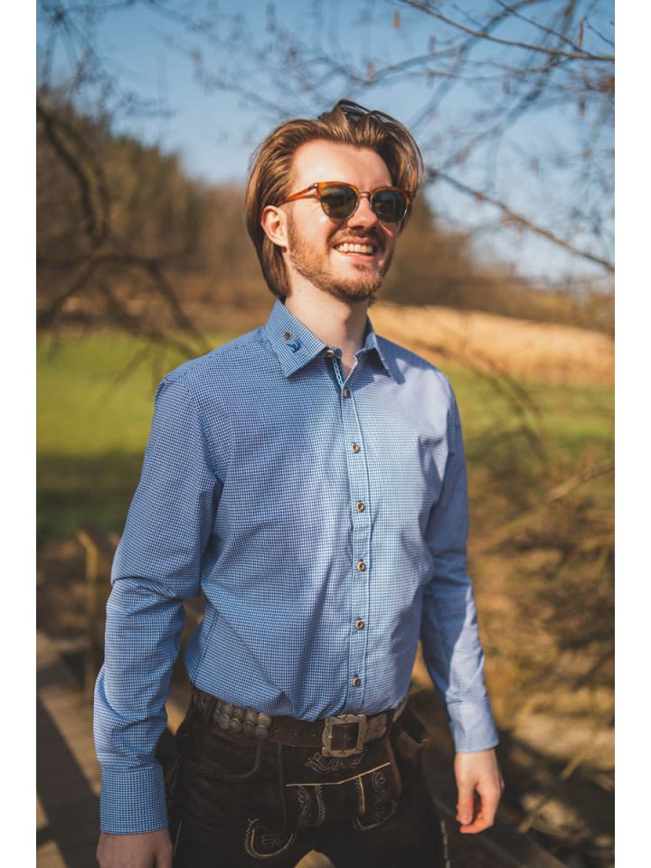 OS-Trachten Trachtenhemd Frusla in mittelblau günstig kaufen