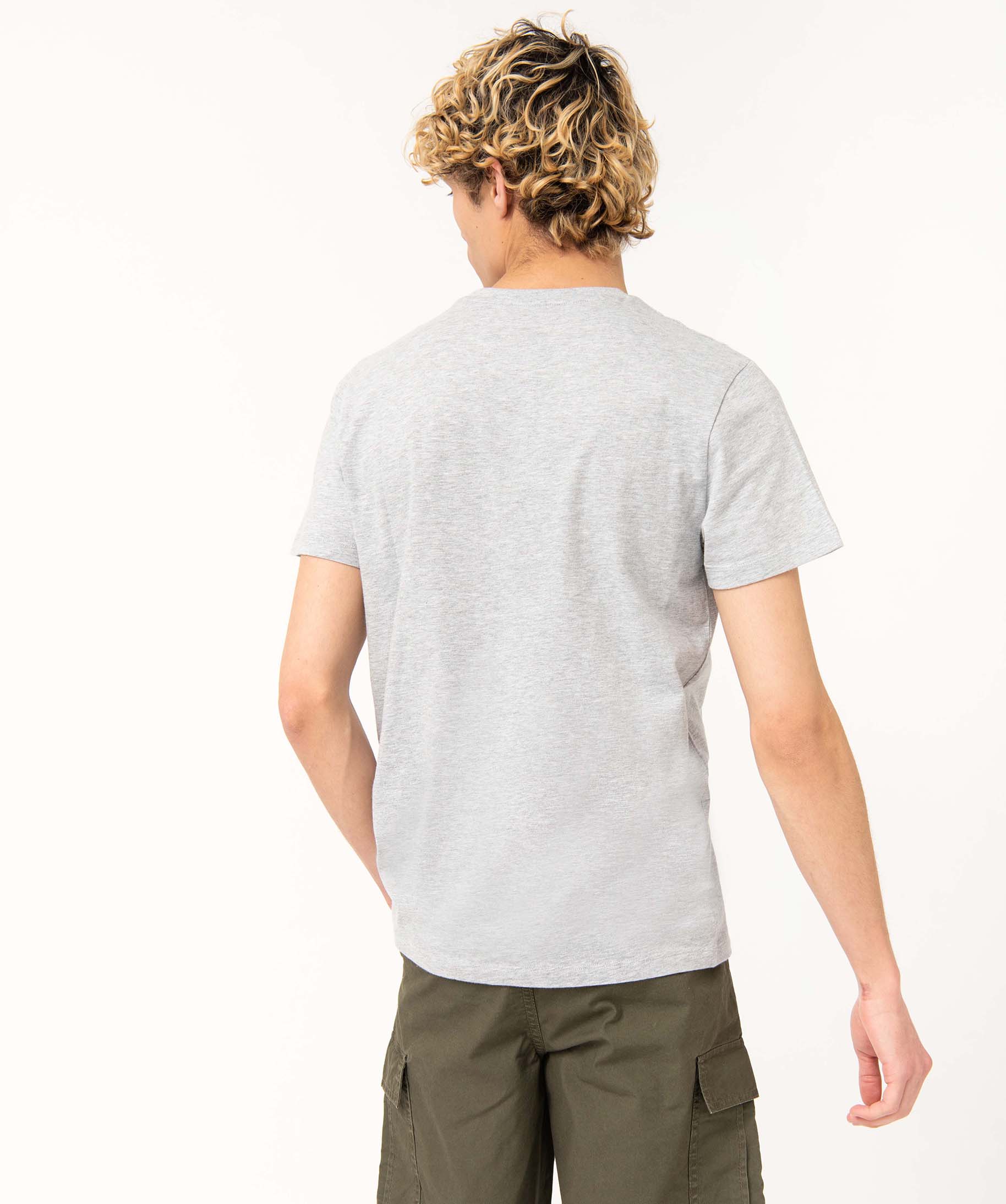 Tee-shirt homme à manches courtes chiné et imprimé - Donj... gris | GEMO