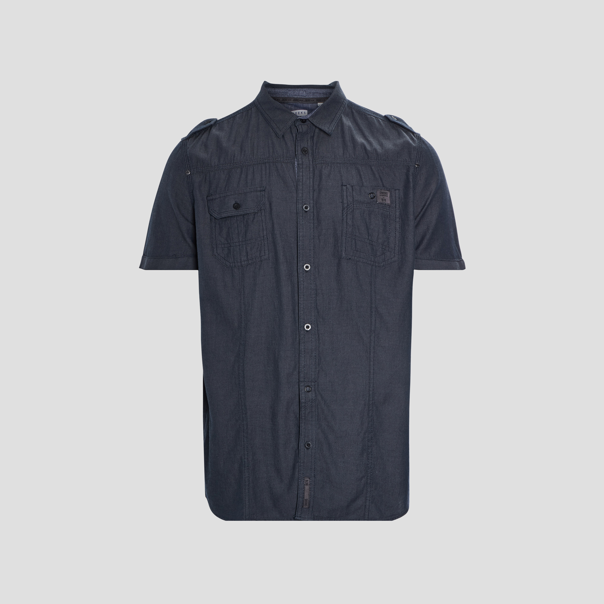 Chemise manches courtes Creeks bleu homme | La Halle