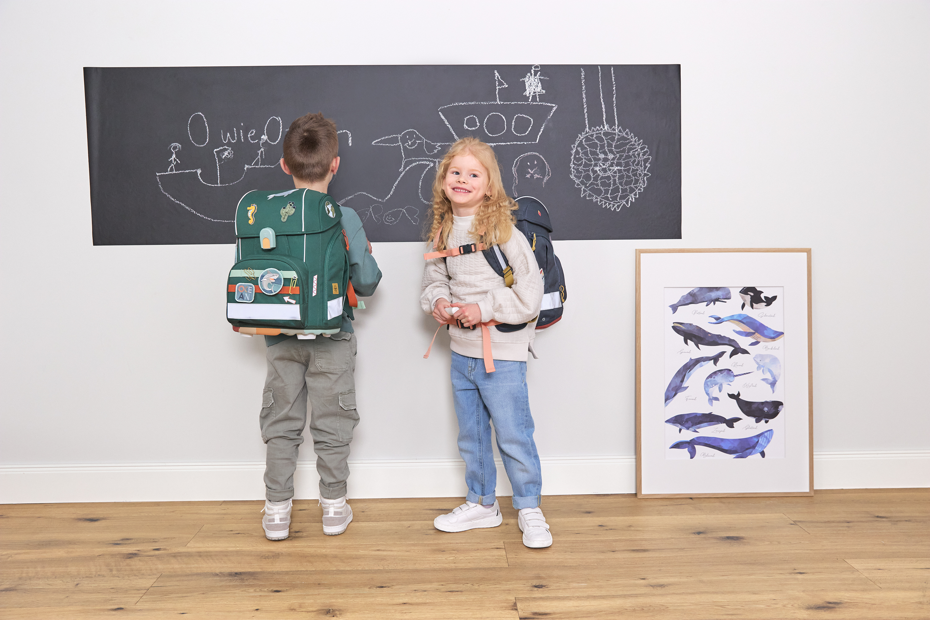 Schulranzen Set 7-teilig Boxy - Unique Ocean, Dunkelblau