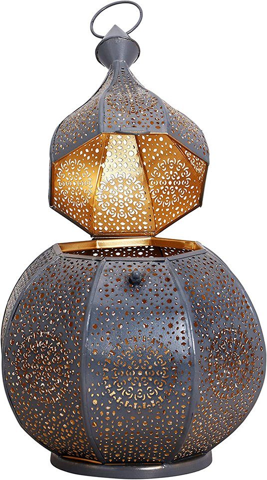 Marrakesch Orient & Mediterran Interior Windlicht Orientalische Laterne Anaram, orientalisches Windlicht, Marokkanische Metalllaterne für draußen als Gartenlaterne, oder Innen als Tischlaterne, Marokkanisches Gartenwindlicht, Handarbeit
