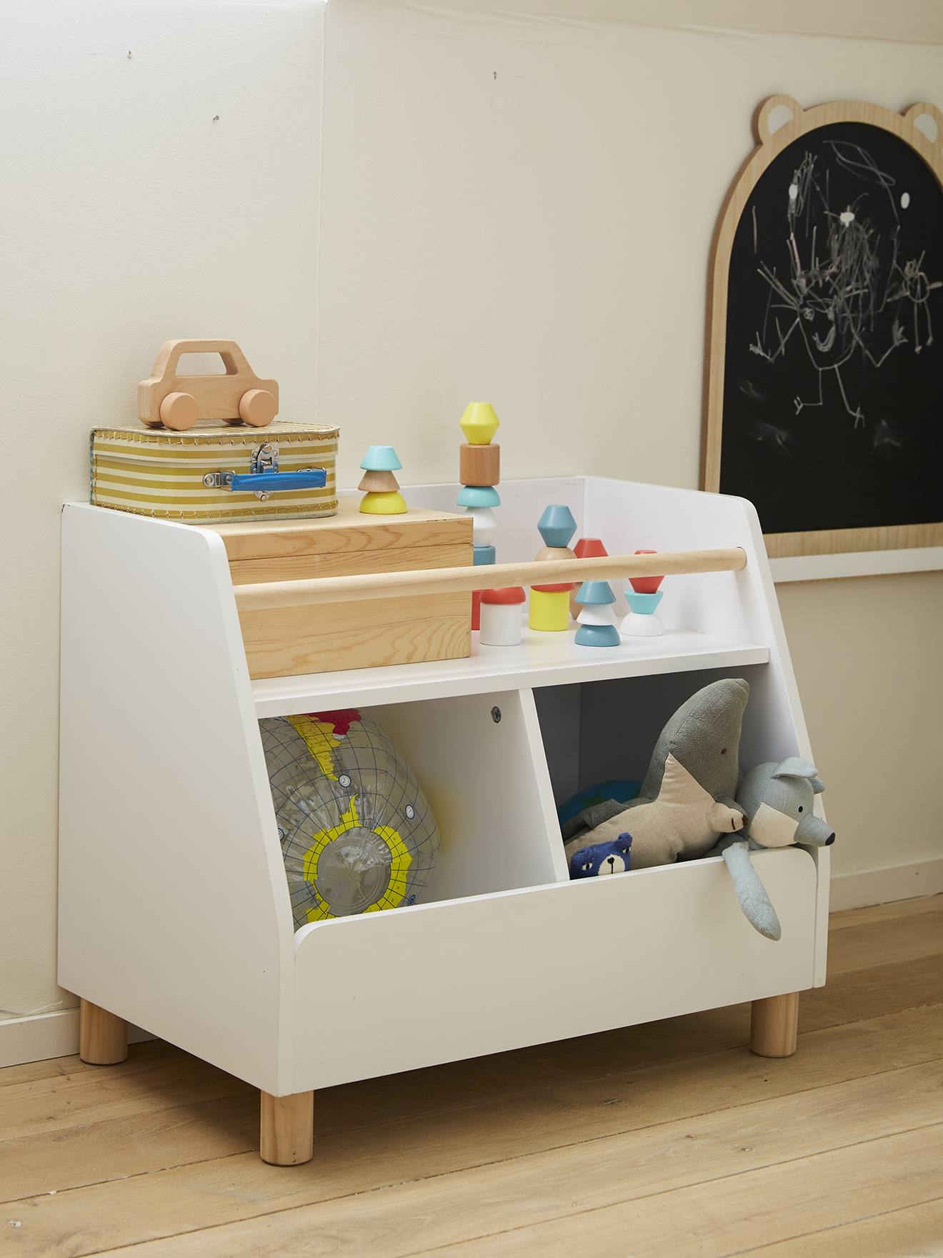 Vertbaudet Kinderzimmer Regalschrank PTILOU - weiß/natur