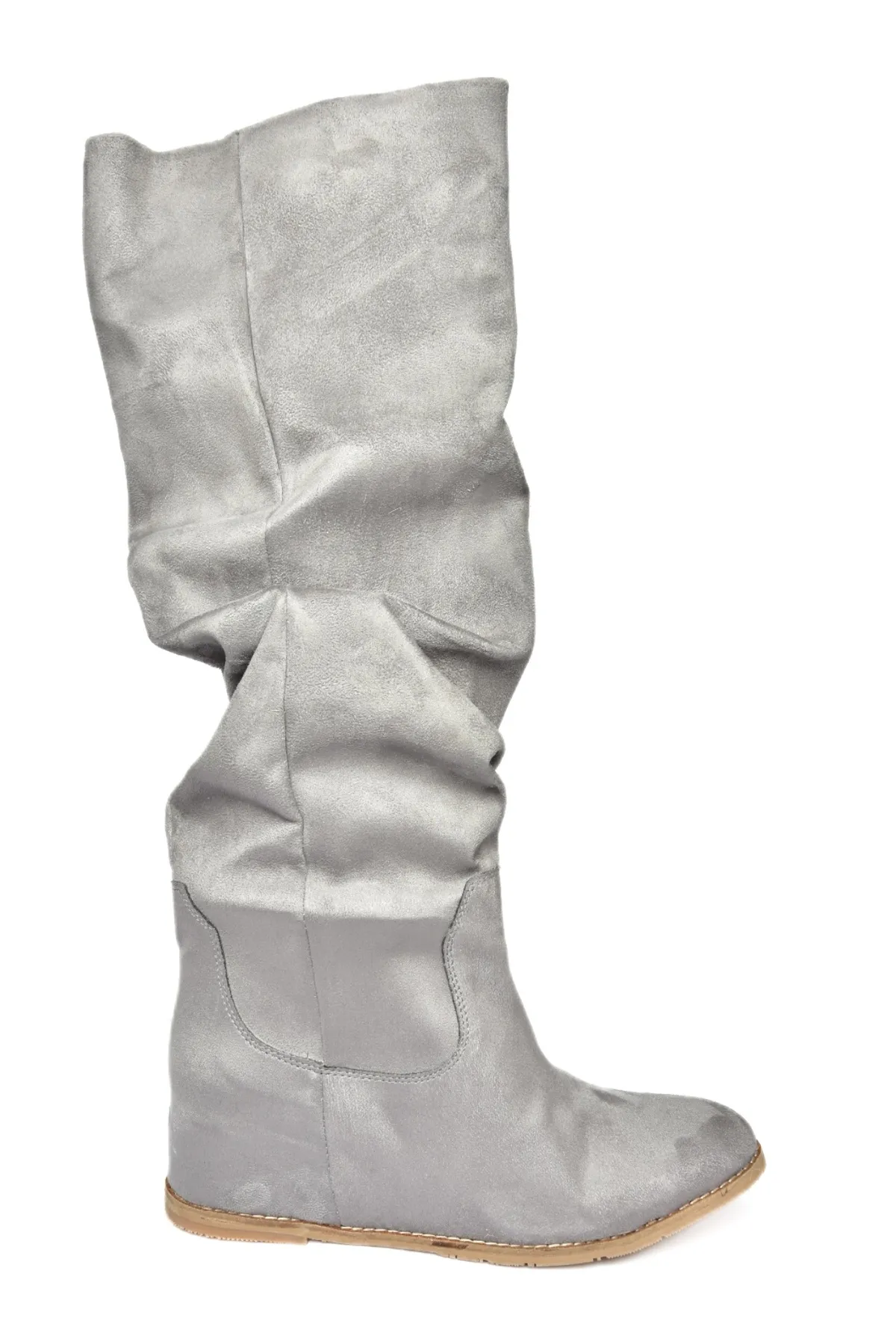 Fox Shoes  Graue Wildleder-Damenstiefel mit verstecktem Keilabsatz E735051702