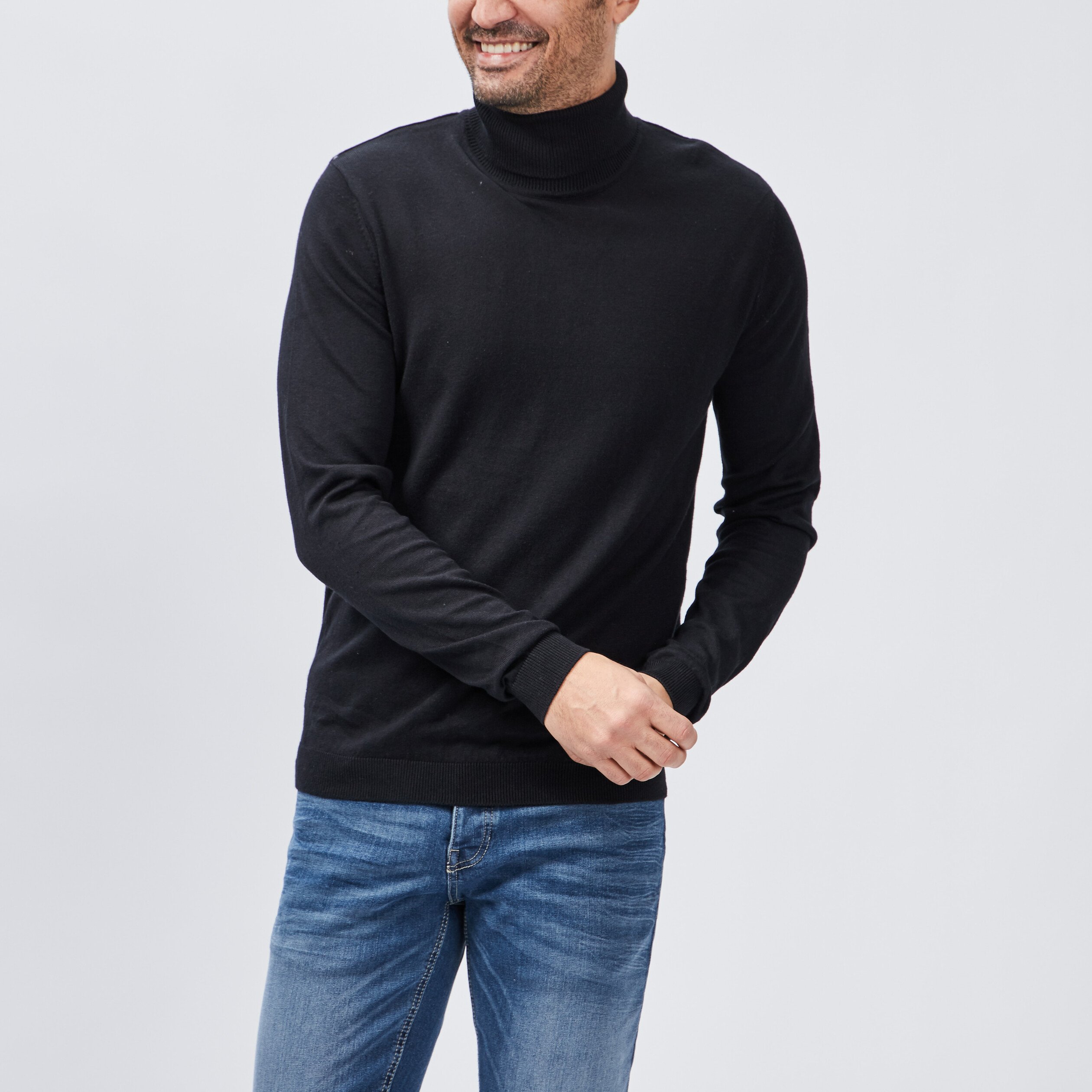 Pull avec col roulé noir homme | La Halle