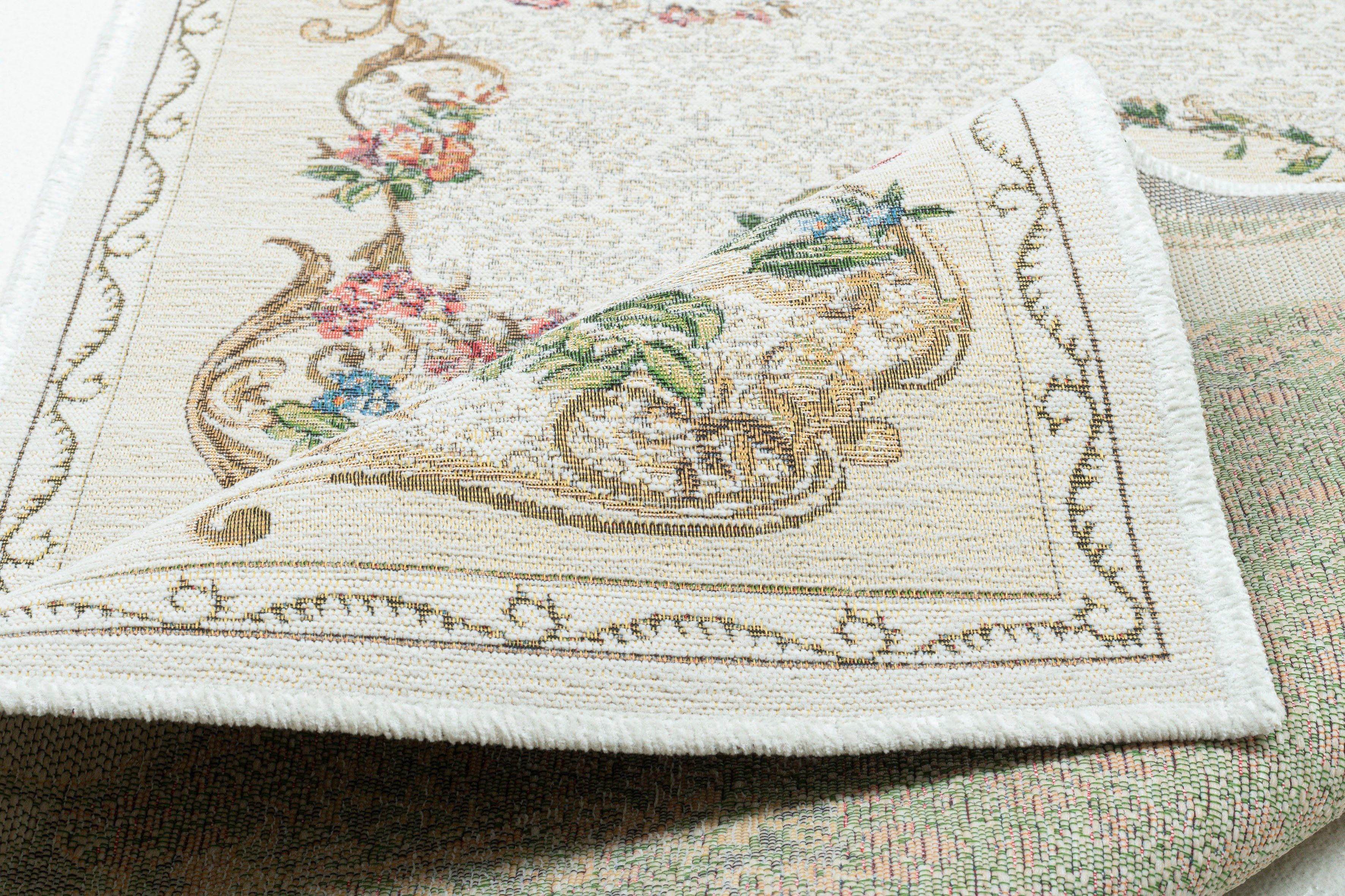 Bettumrandung Flomi Floral THEKO, Höhe 3 mm, (3-tlg), Bettvorleger, Läufer-Set für das Schlafzimmer, gewebt, Blumen Design