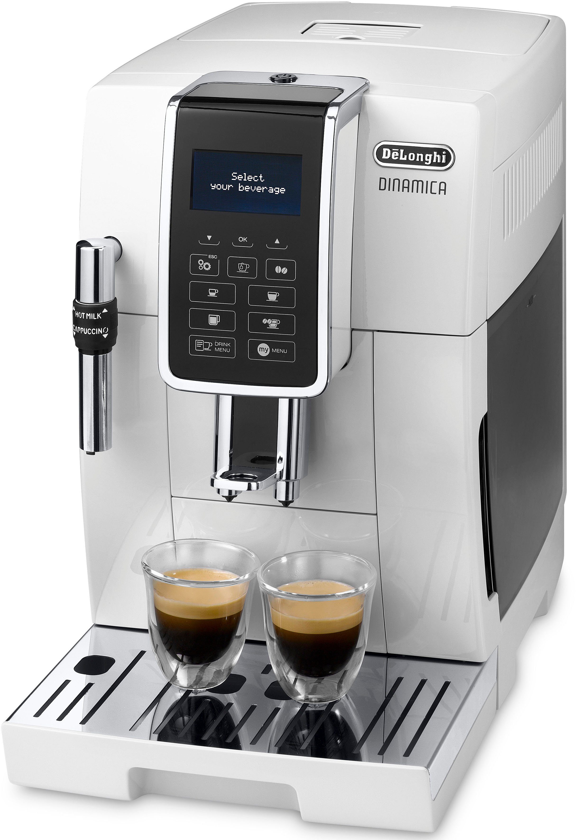 De'Longhi Kaffeevollautomat Dinamica ECAM 350.35.W, großer 1.8l Wassertank