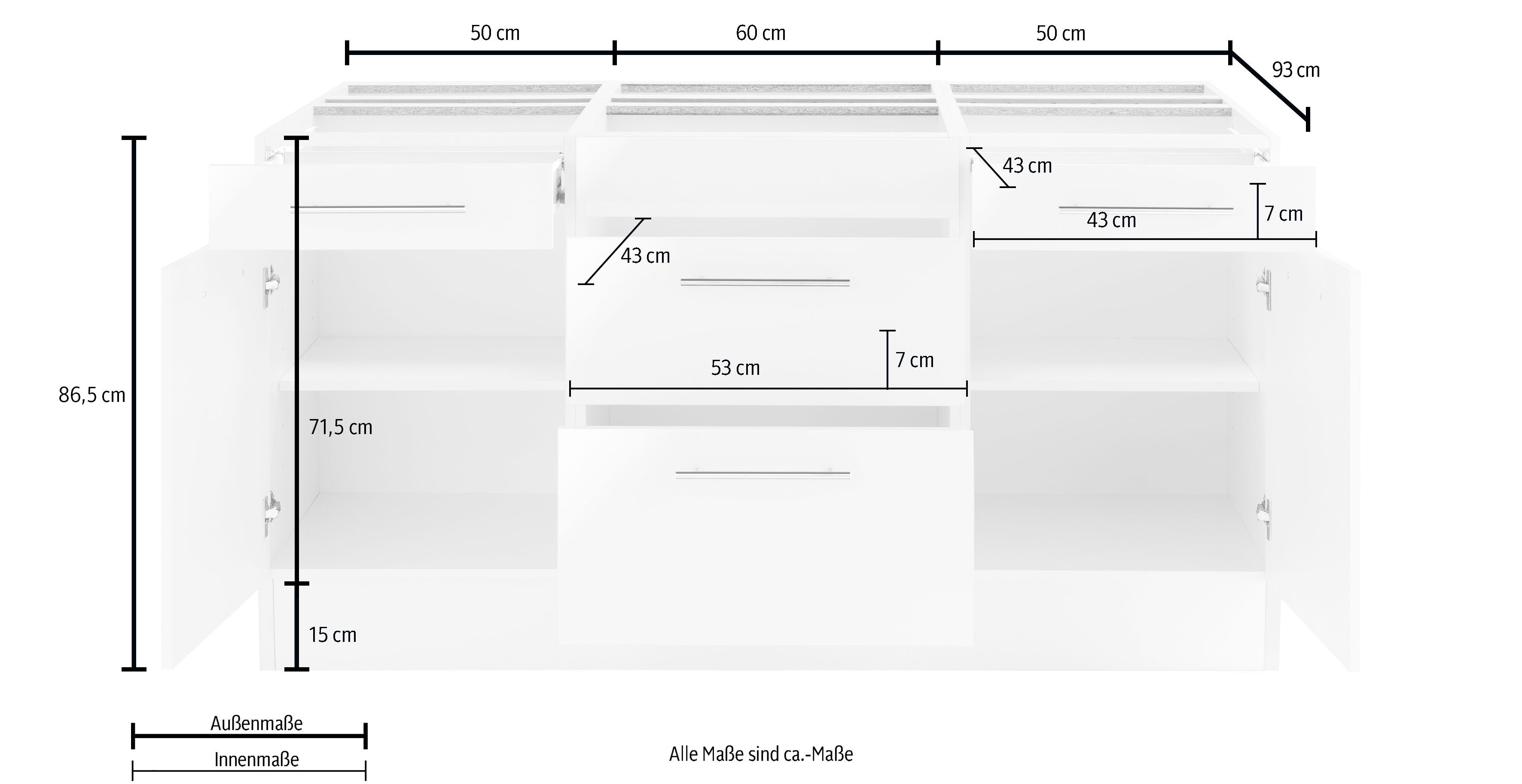 wiho Küchen Kücheninsel Ela, ohne E-Geräte, Breite 160 cm, Schubkästen mit Soft-Close-Funktion