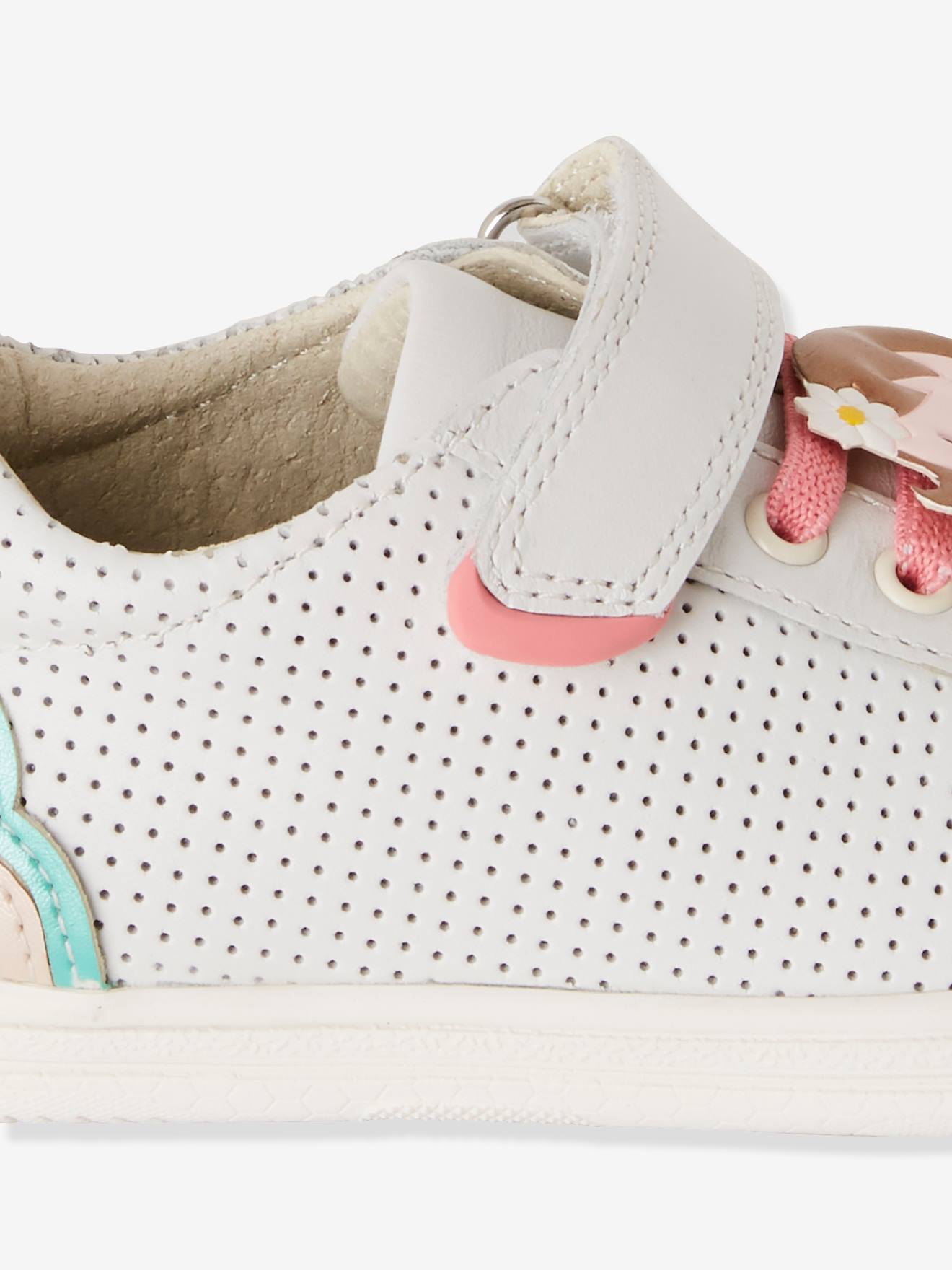 Tennis en cuir fille collection maternelle blanc