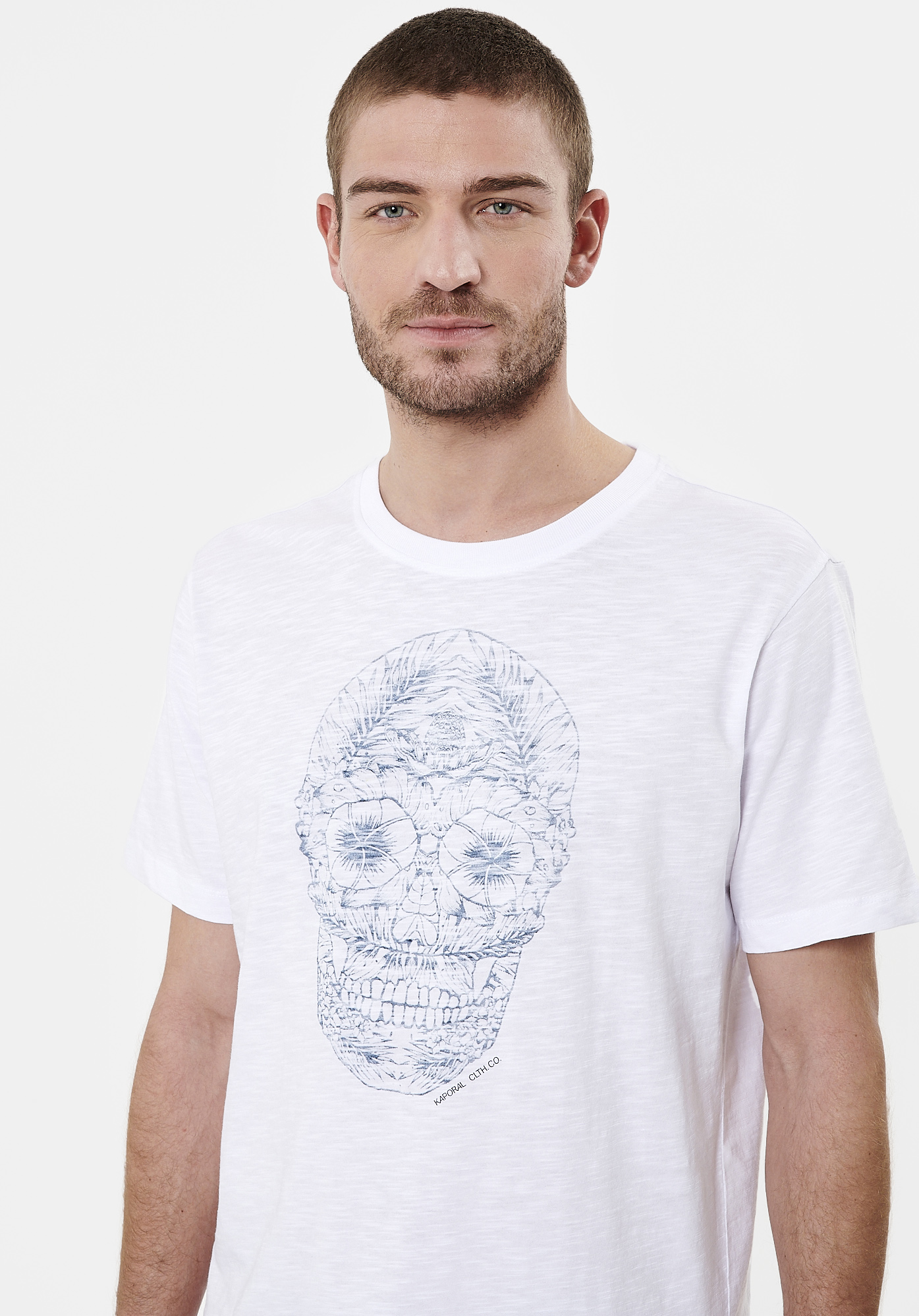 CLAUS  T-shirt blanc tête de mort Homme en 100% coton