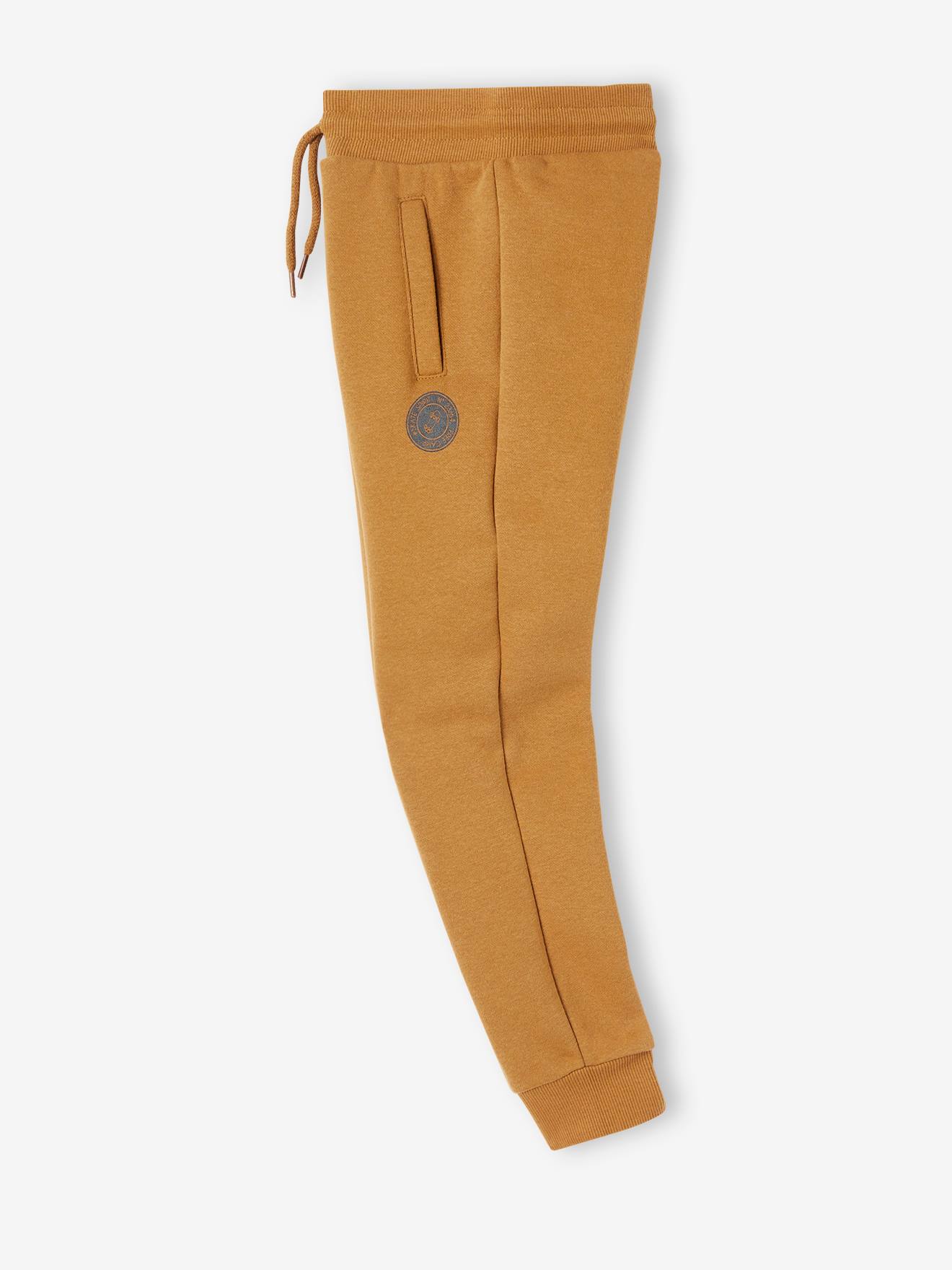 Pantalon jogging Basics garçon en molleton gris moyen chiné