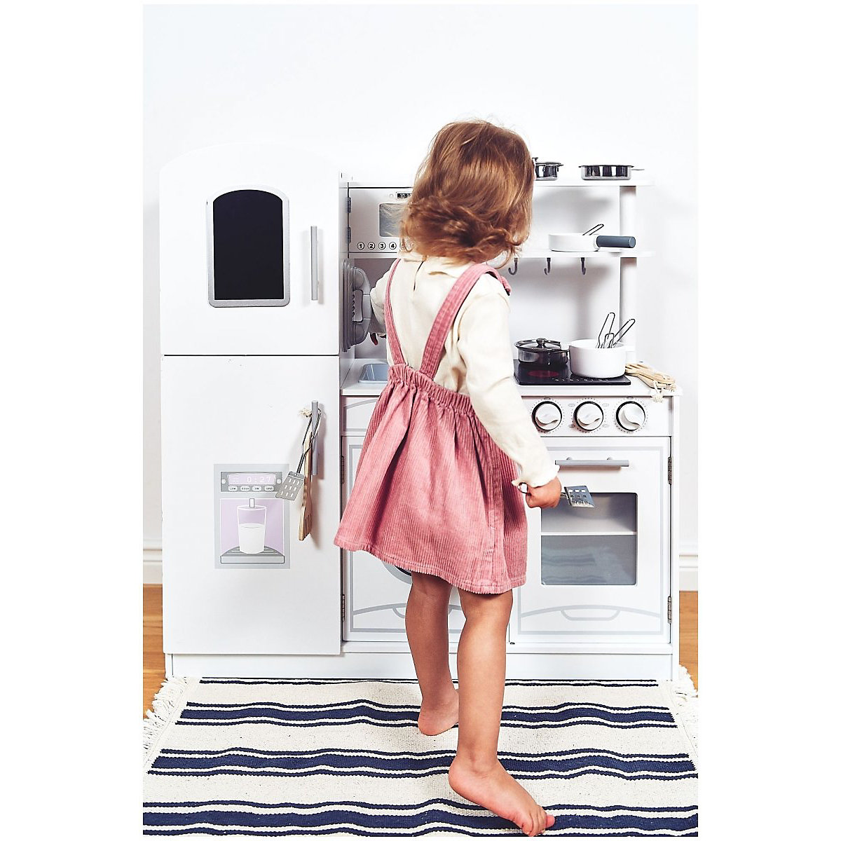 XXL Spielküche Schürze, Herdplatten, Kühlschrank, Backofen, Waschmaschine im Retrostil