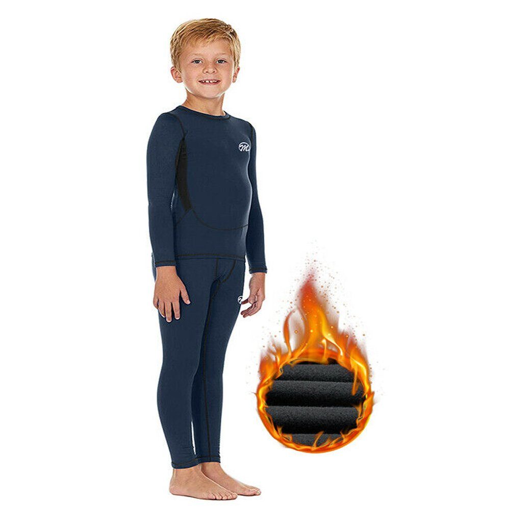 MEETYOO Thermounterhemd Kinder Fleece Thermo Unterwäsche Set (Funktions Ski Unterhose Thermohemd, Funktionswäsche Basisschicht)