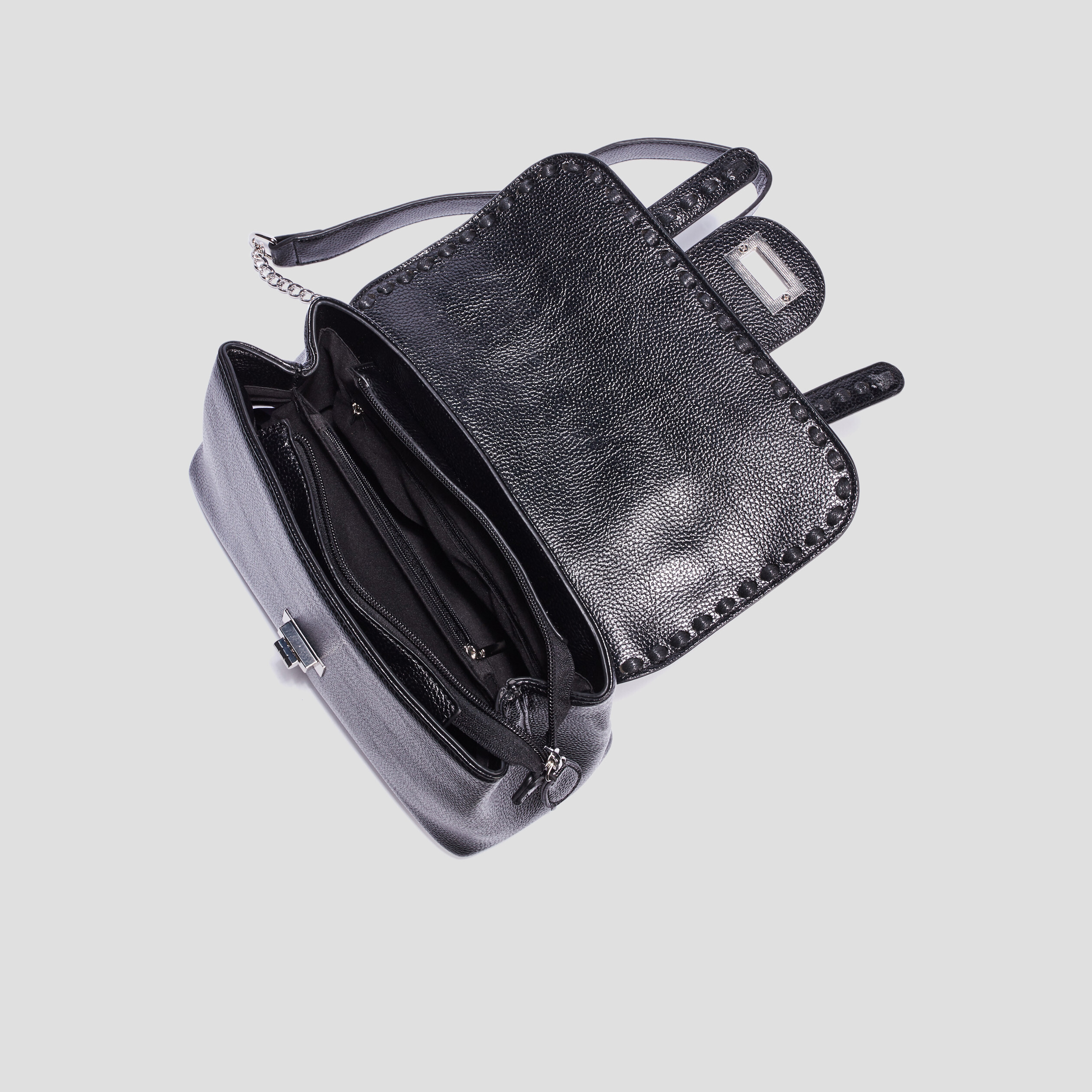 Sac à bandoulière avec chaînes noir femme | La Halle