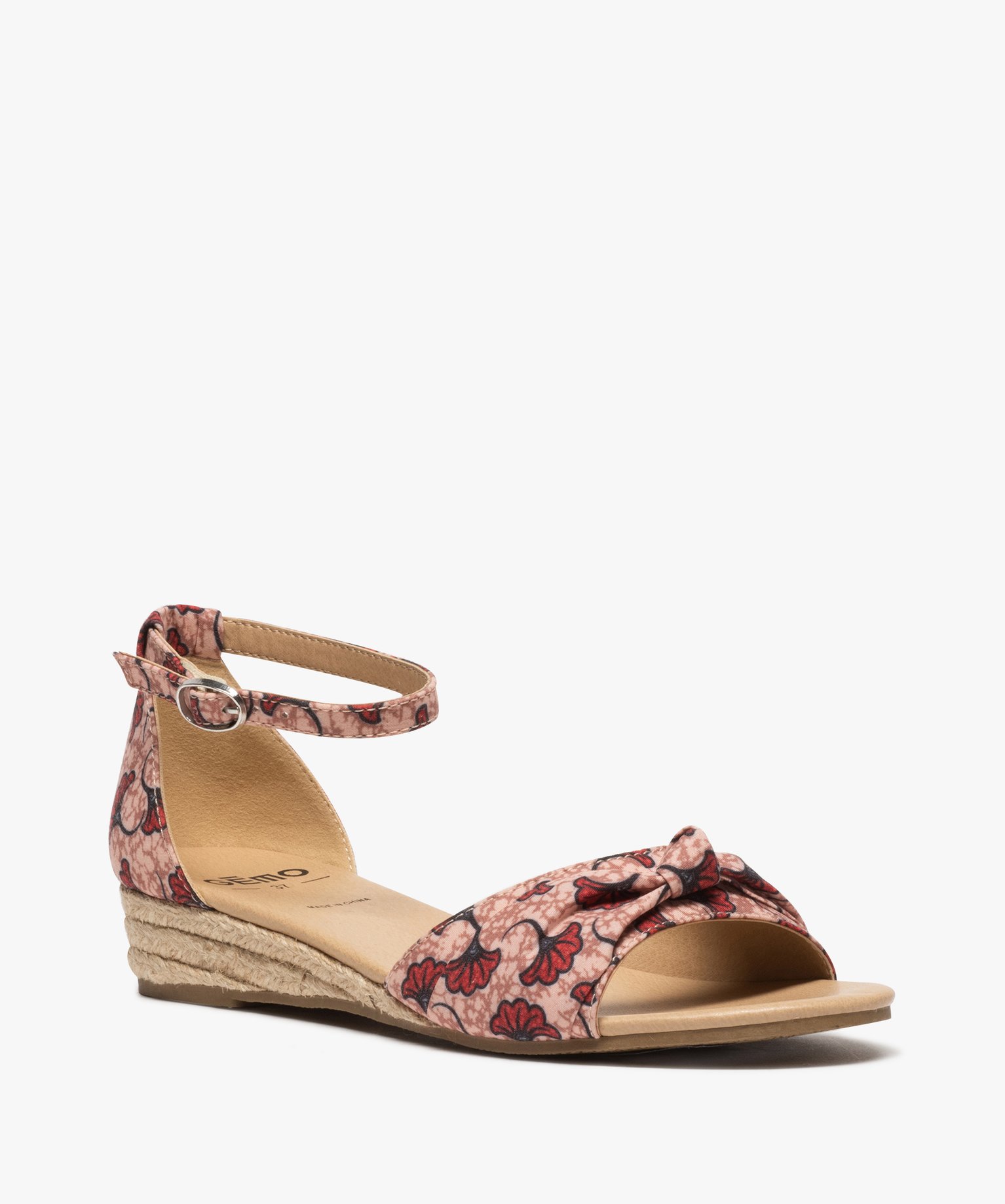 Sandales femme à petit talon compensé et dessus drapé multicolore | GEMO