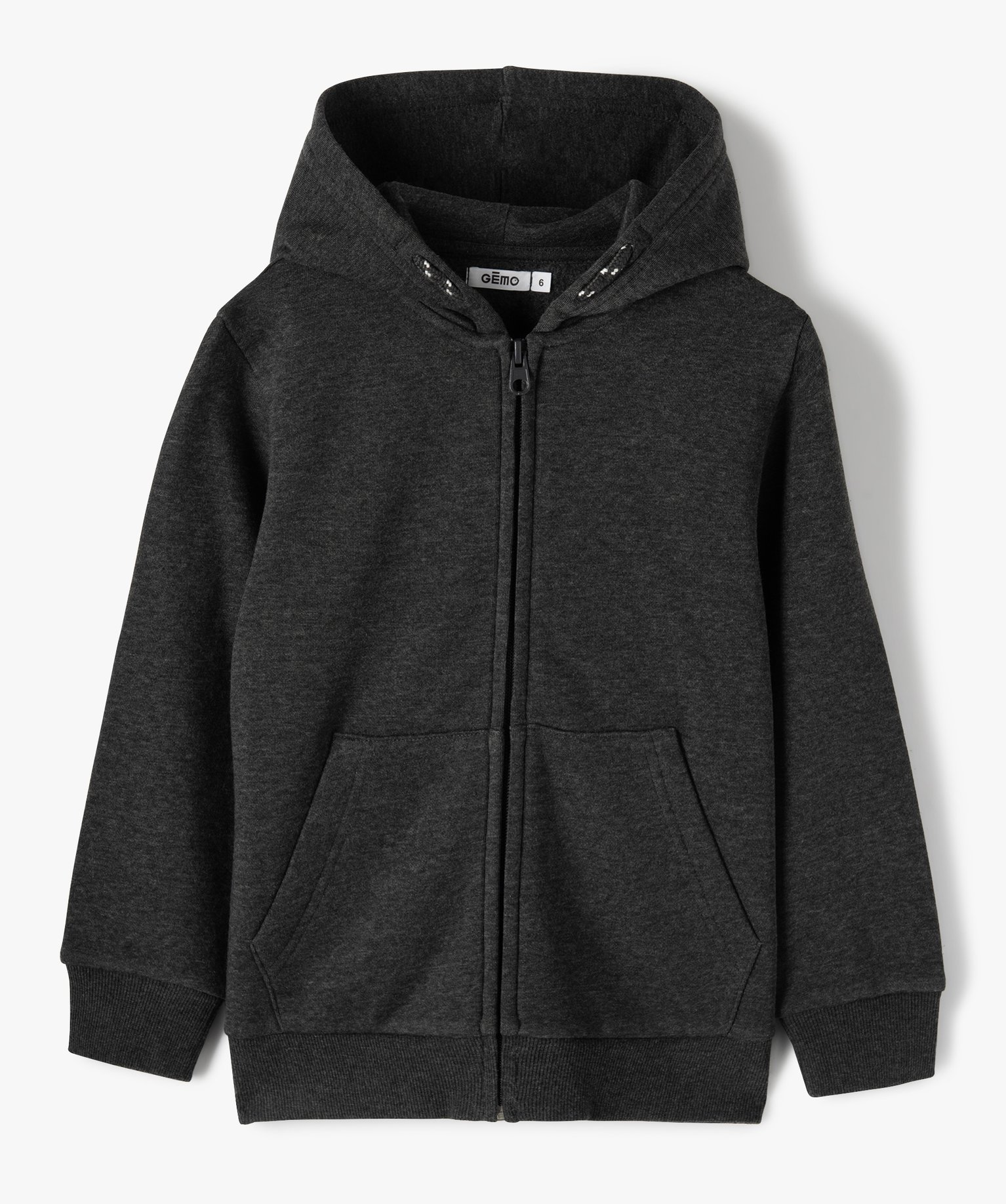 Sweat zippé et molletonné à capuche Garçon gris fonce | GEMO