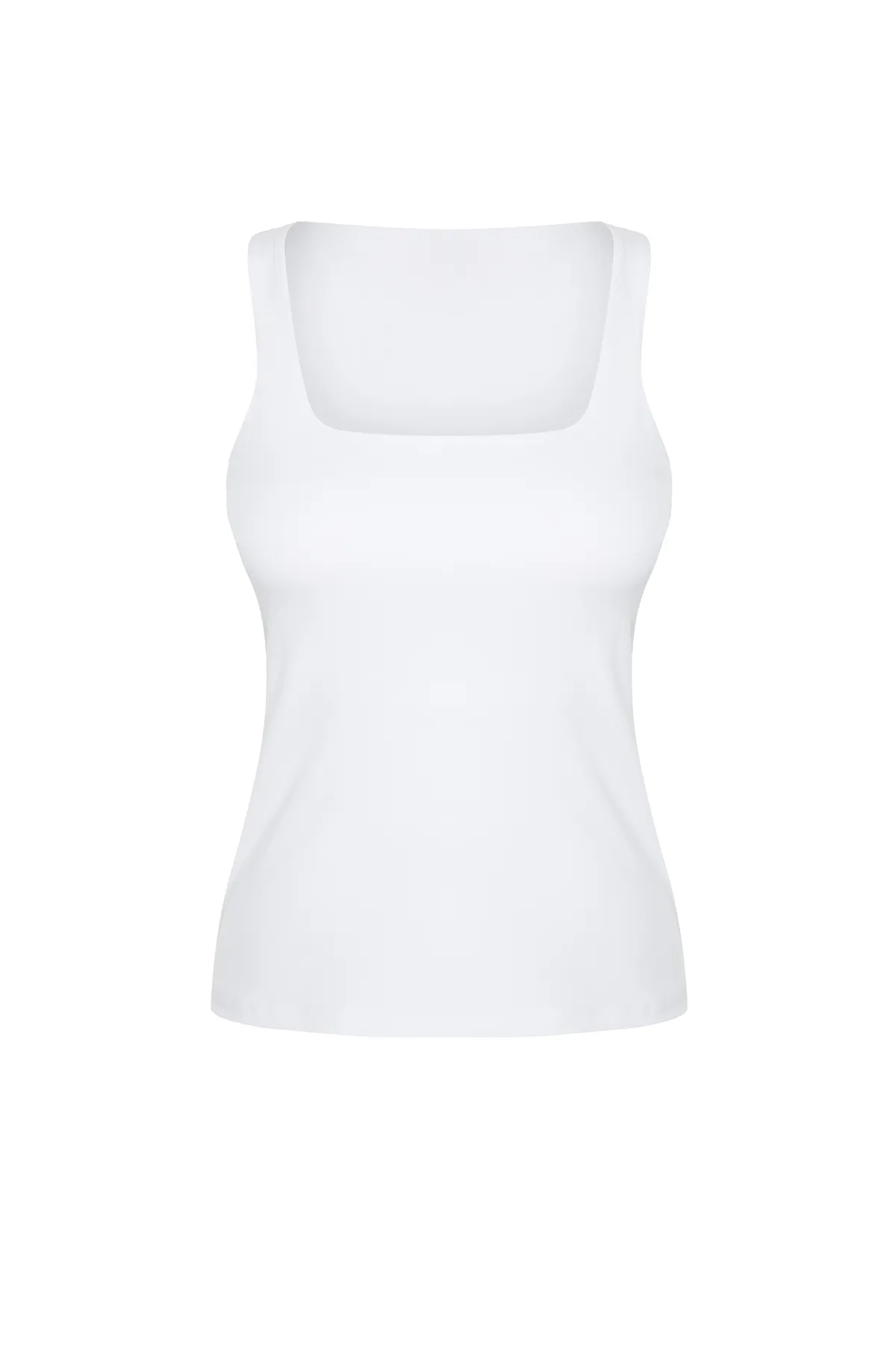 Trendyol Collection  Weißer Recovery 2-lagiger Sport-BH mit gepolsterter Innenseite, gestricktes Sport-Top/Bluse mit quadratischem Kragen THMSS24BZ00002