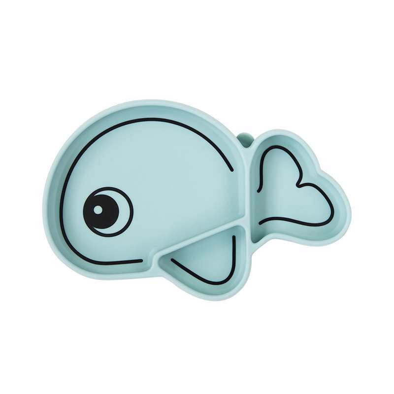 Assiette antidérapante silicone Baleine Wally bleu