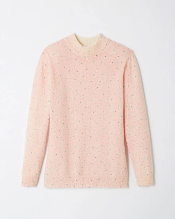Pull imprimé fleuri laine majoritaire