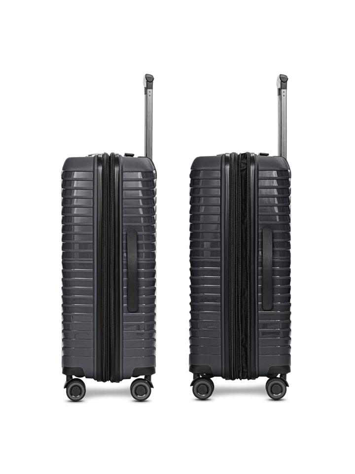 Stratic Shine 4 Rollen Kofferset 3-teilig mit Dehnfalte in black günstig kaufen onesize