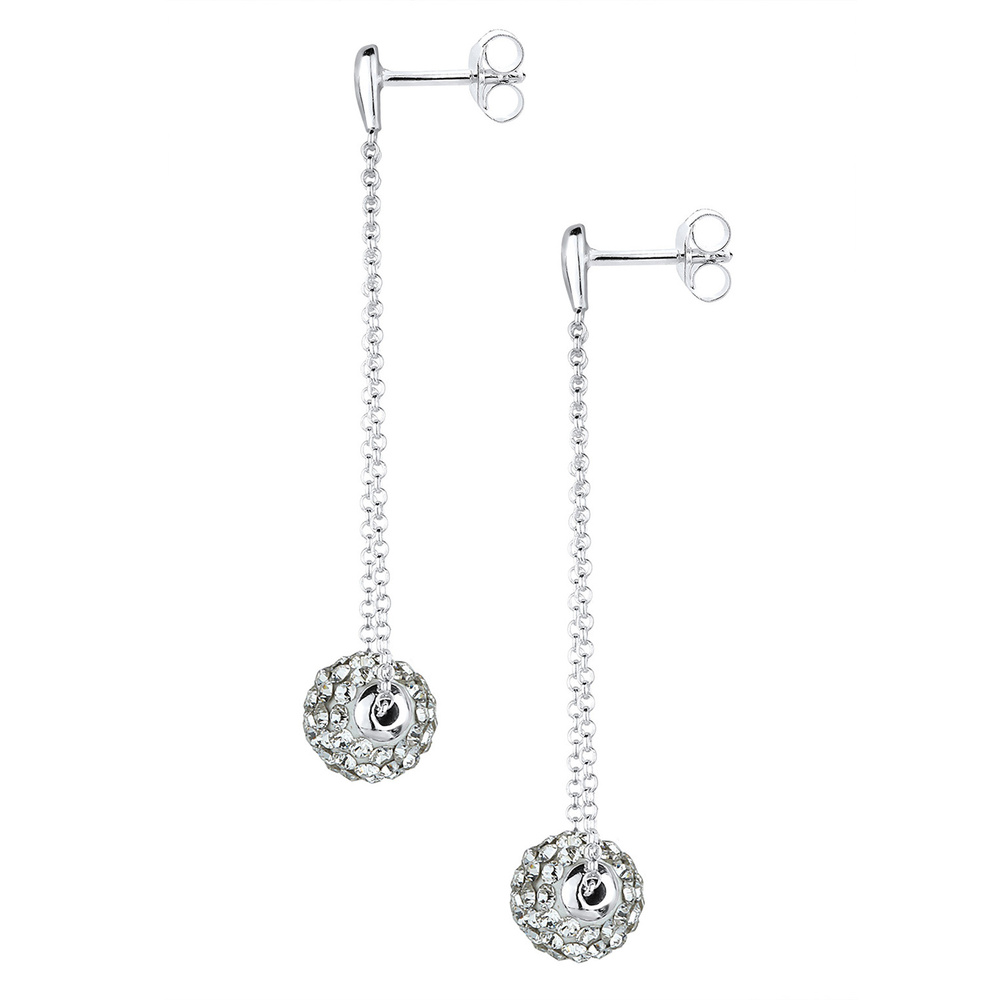 Elli Elli Boucles d'Oreilles Geo Kugel Festlich Kristalle Silber Boucles d'oreilles