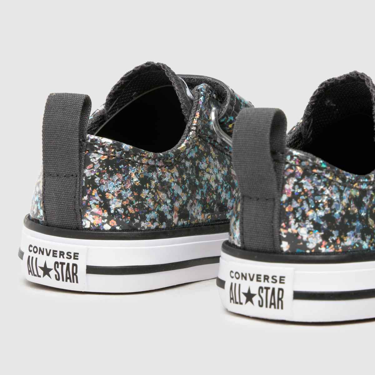 Converse svarta multifärgade All Star 2v glitter flickor småbarnssneakers
