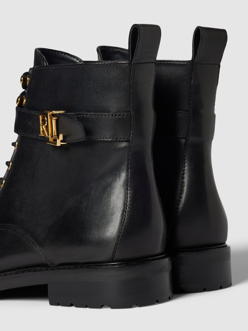 Boots aus Leder mit Label-Detail Modell 'ELRIDGE' in schwarz
