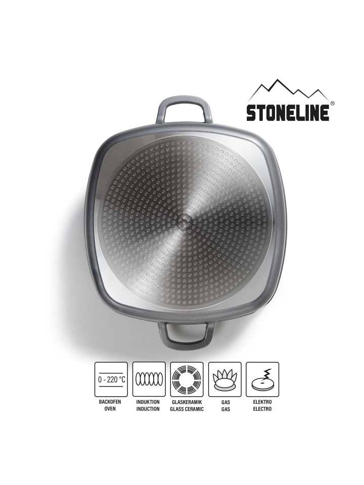 Stoneline Servierpfanne Eckig | mit Deckel in Anthrazit | 28x28cm günstig kaufen 28 x 28 cm