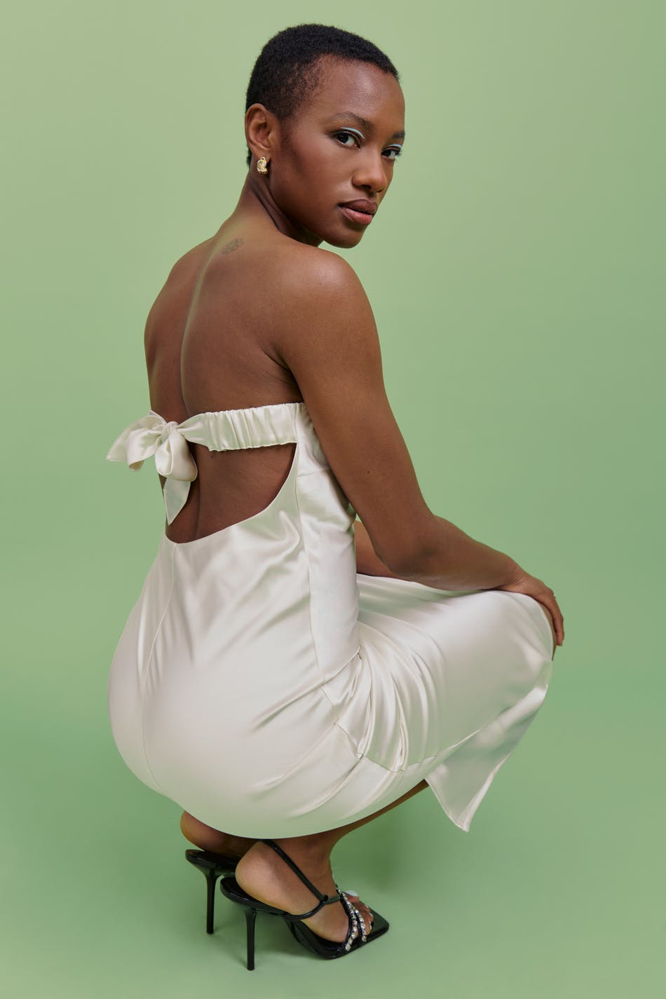 Satin tube midi dress