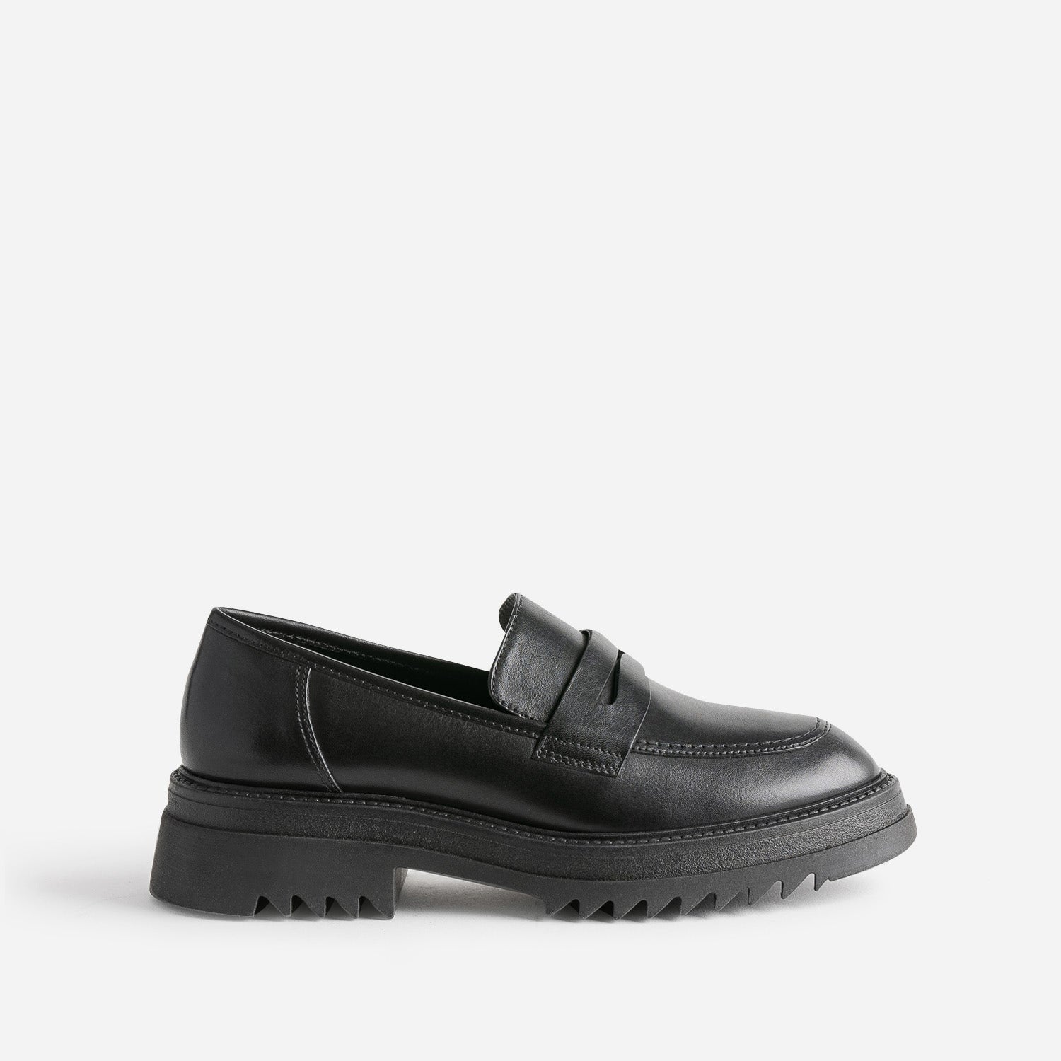 Mocassin TEXTO noir en cuir à semelle crantée