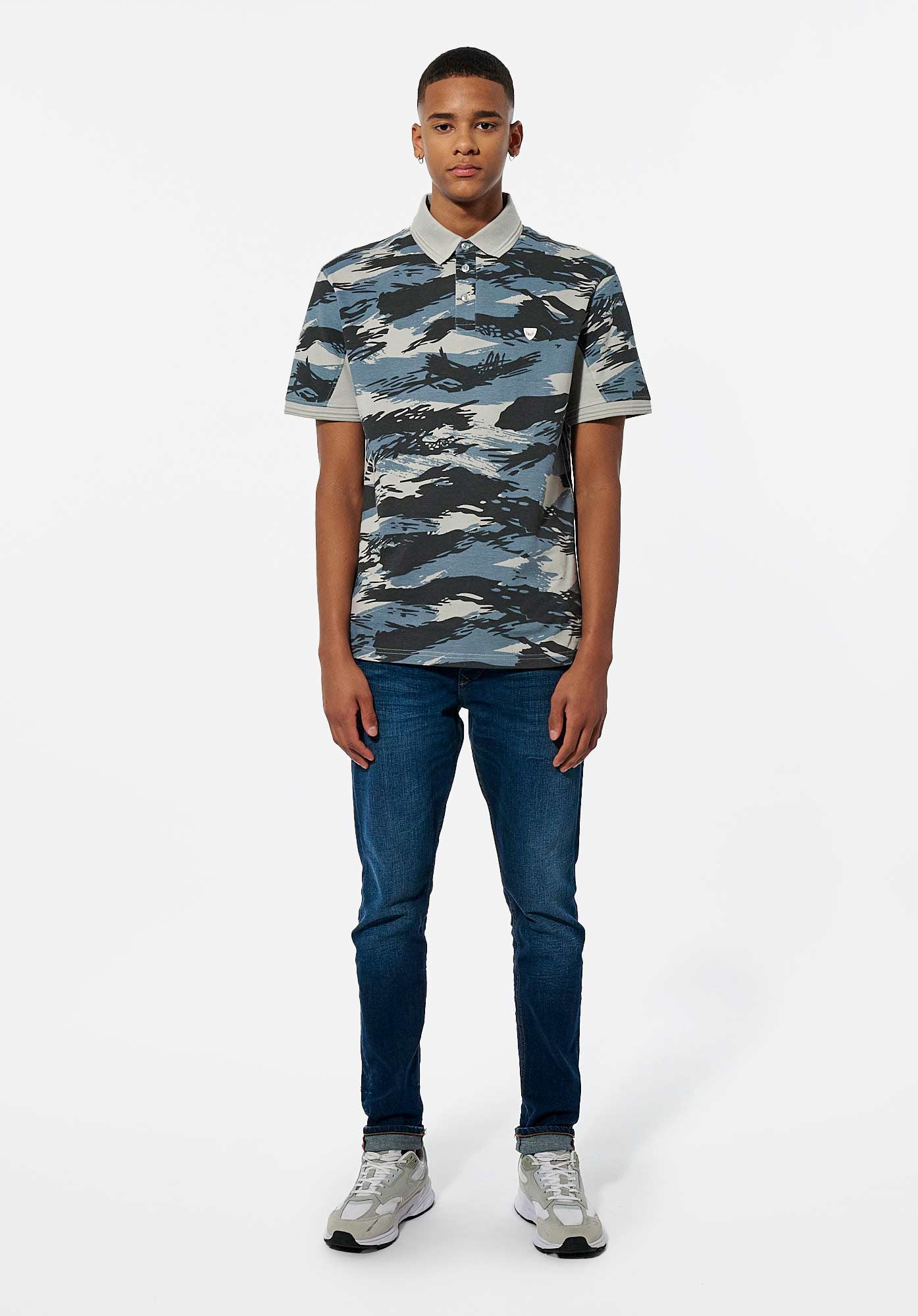 MAYER  Polo camouflage bleu Homme en 100% coton