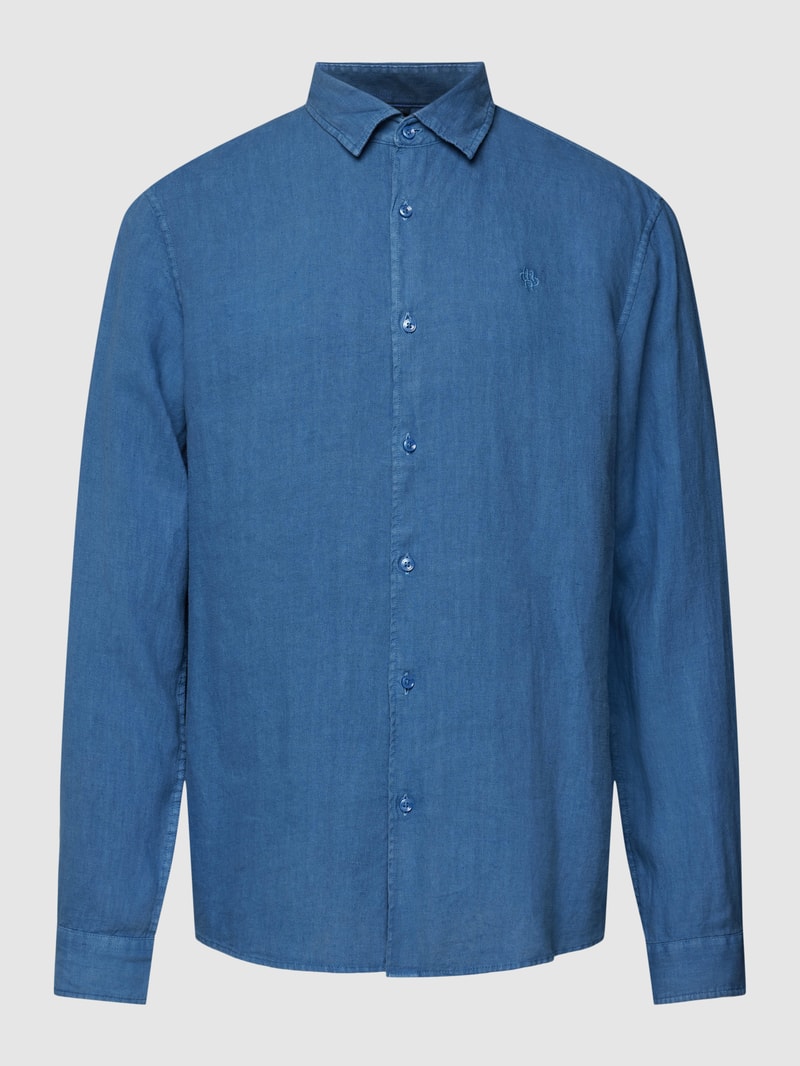 Freizeithemd mit Label-Stitching in rauchblau