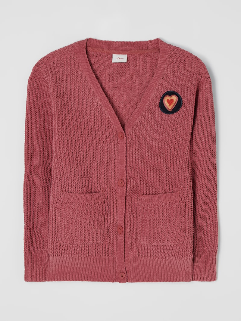 Cardigan aus Samtgarn in mauve