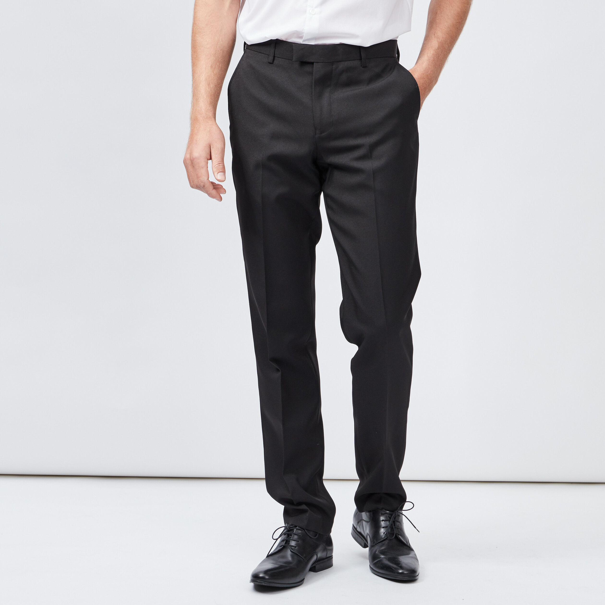 Pantalon droit avec pinces noir homme | La Halle