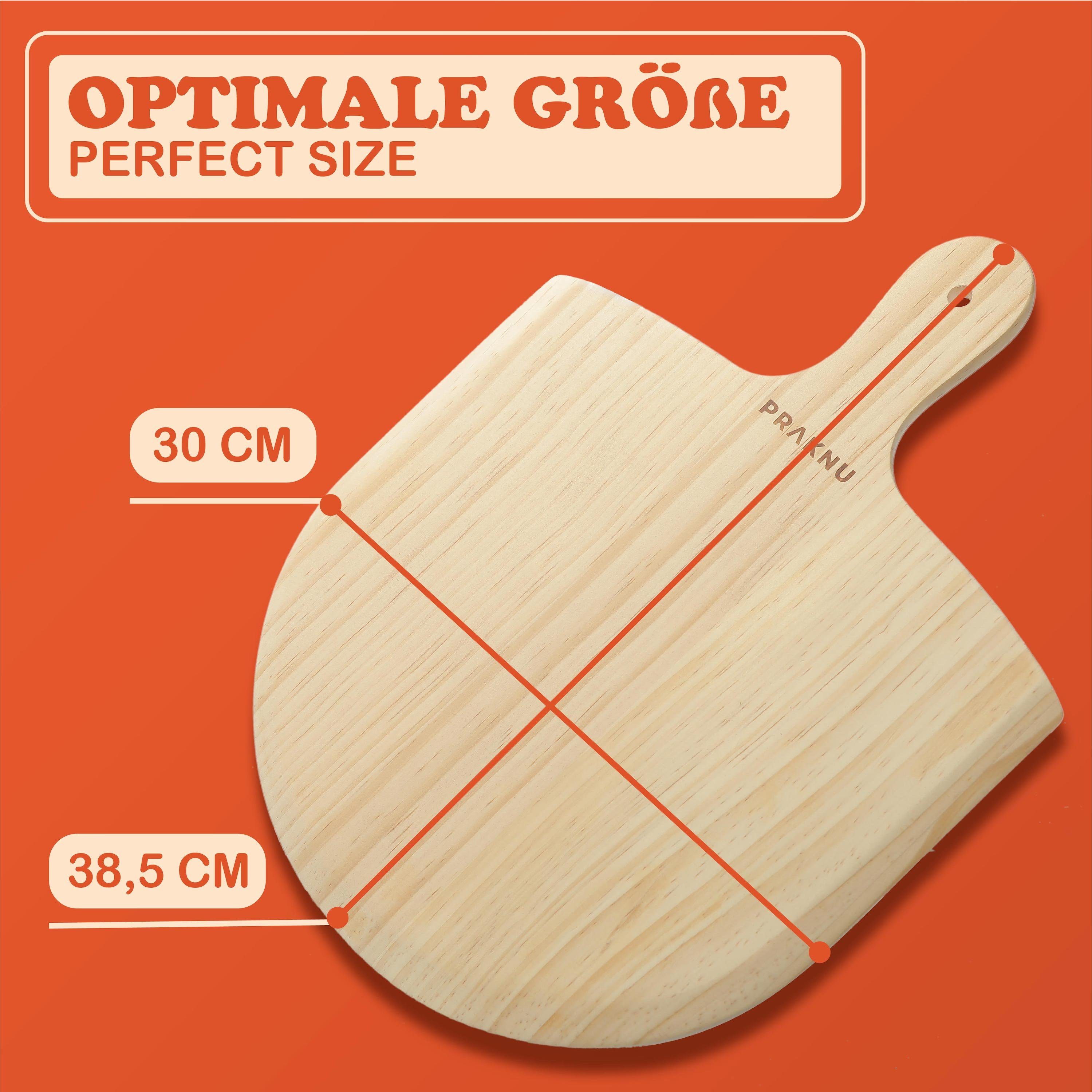 Praknu Pizzastein Pizzastein Eckig und Pizzaschieber im 2er Set, Cordierit, (Set, 2-St), Steinplatte Eckig für Ofen und Grill - Pizzaschaufel aus Kiefernholz
