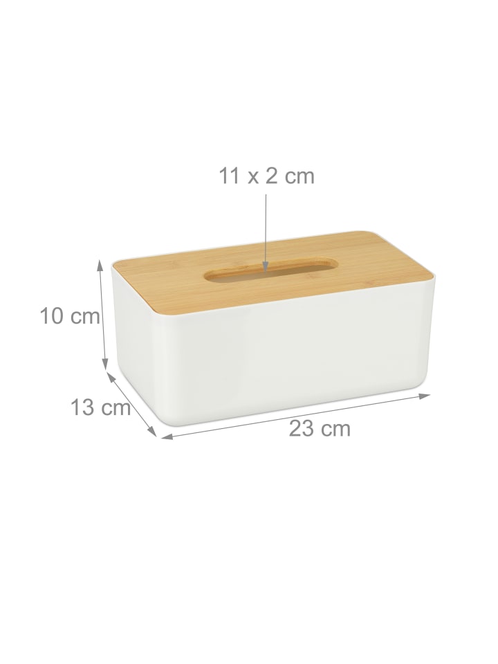 relaxdays Kosmetiktücher Box in Weiß/ Natur - (B)23 x (H)10 x (T)13 cm günstig kaufen onesize
