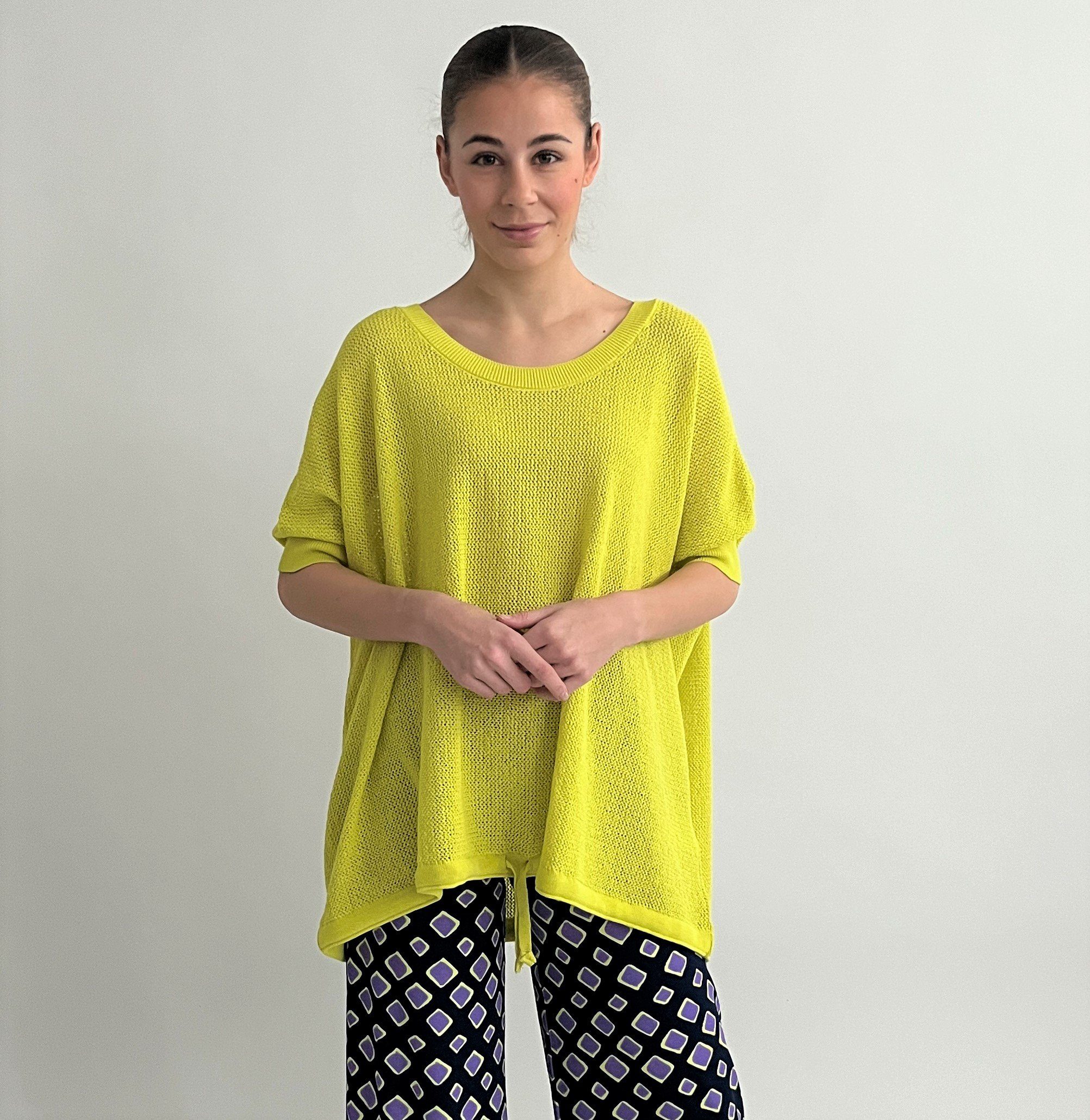 Zuckerwatte Strickpullover in Ajourstrick aus 100% Baumwolle