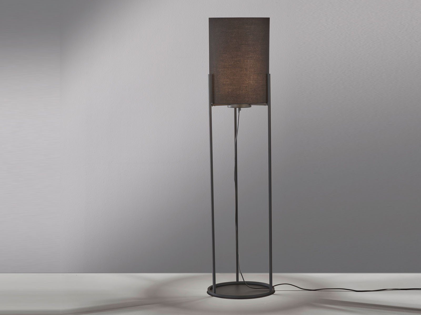 meineWunschleuchte LED Stehlampe, Leuchtmittel dimmbar, LED wechselbar, Warmweiß, kleine Designer Bodenlampe innen 114cm Lampen-Schirm Stoff LED dimmbar