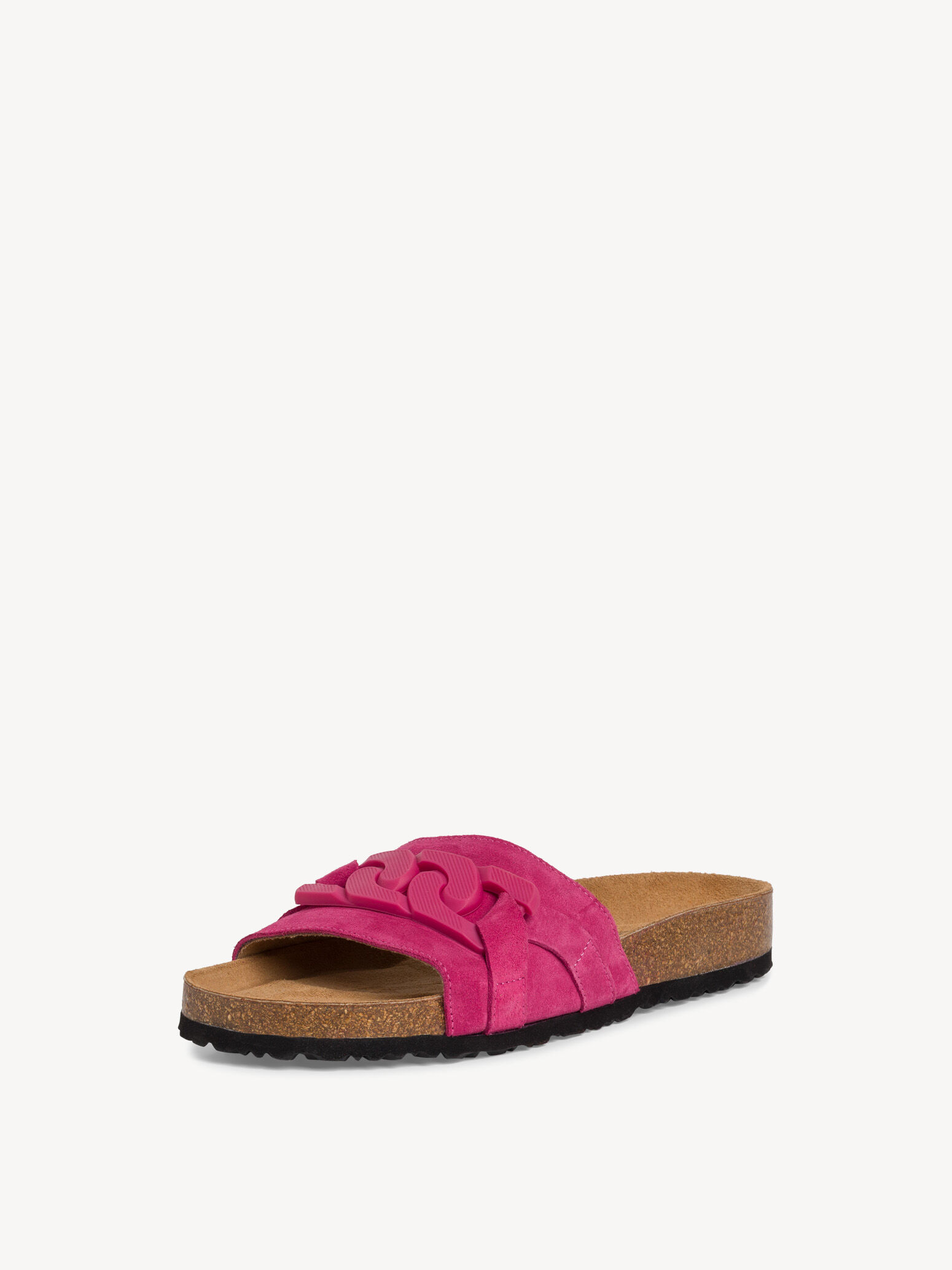 Mule en cuir - rose fuchsia