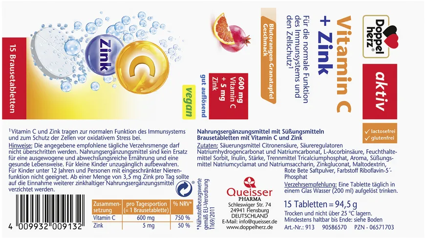 Doppelherz Vitamin C + Zink 15 Brausetabletten