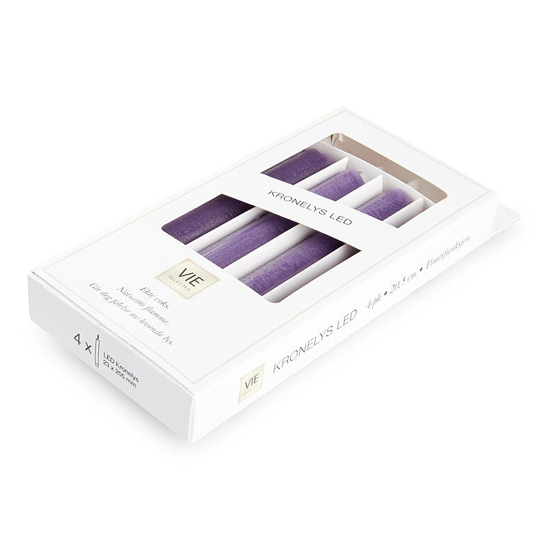 Vie Selected Kronelys 4-pk 20,5 cm LED lilla